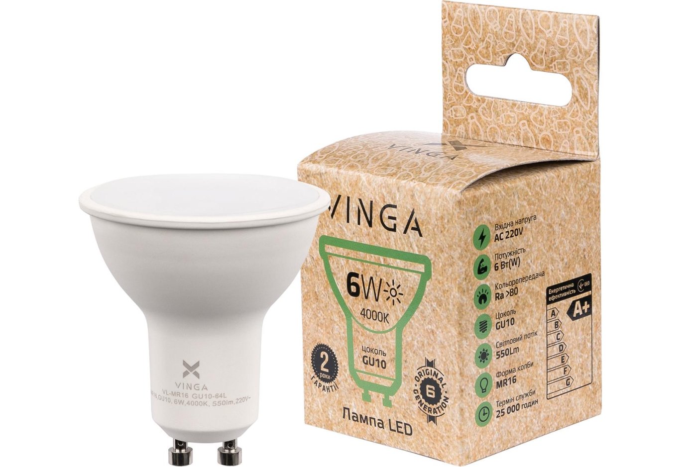 Лампочка Vinga VL-MR16GU10-64L-220