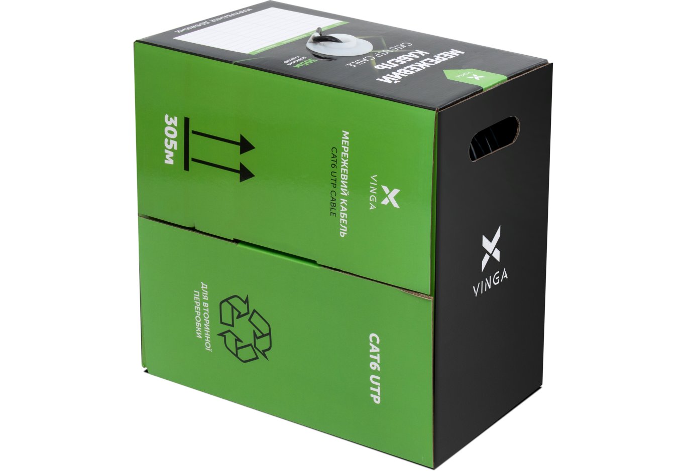 Кабель мережевий Vinga UTP Cat6 CCA 4 pairs 305 m (VCDCU6CA305)