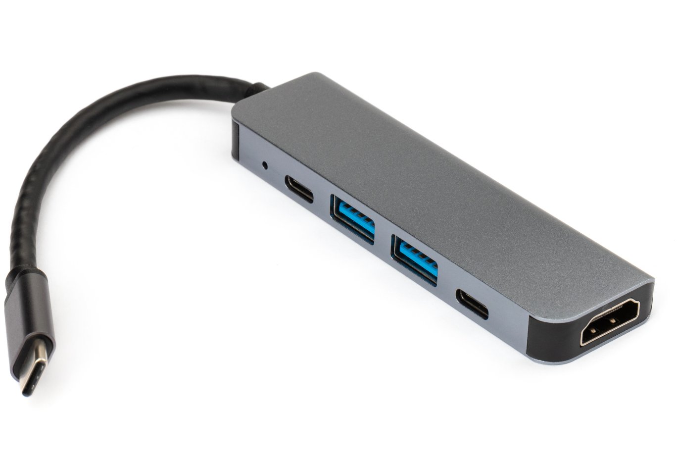 Концентратор Vinga Type-C to 4K HDMI+2*USB3.0+PD+USB-C 3.1 Gen1 aluminum (VCPHTC5AL)