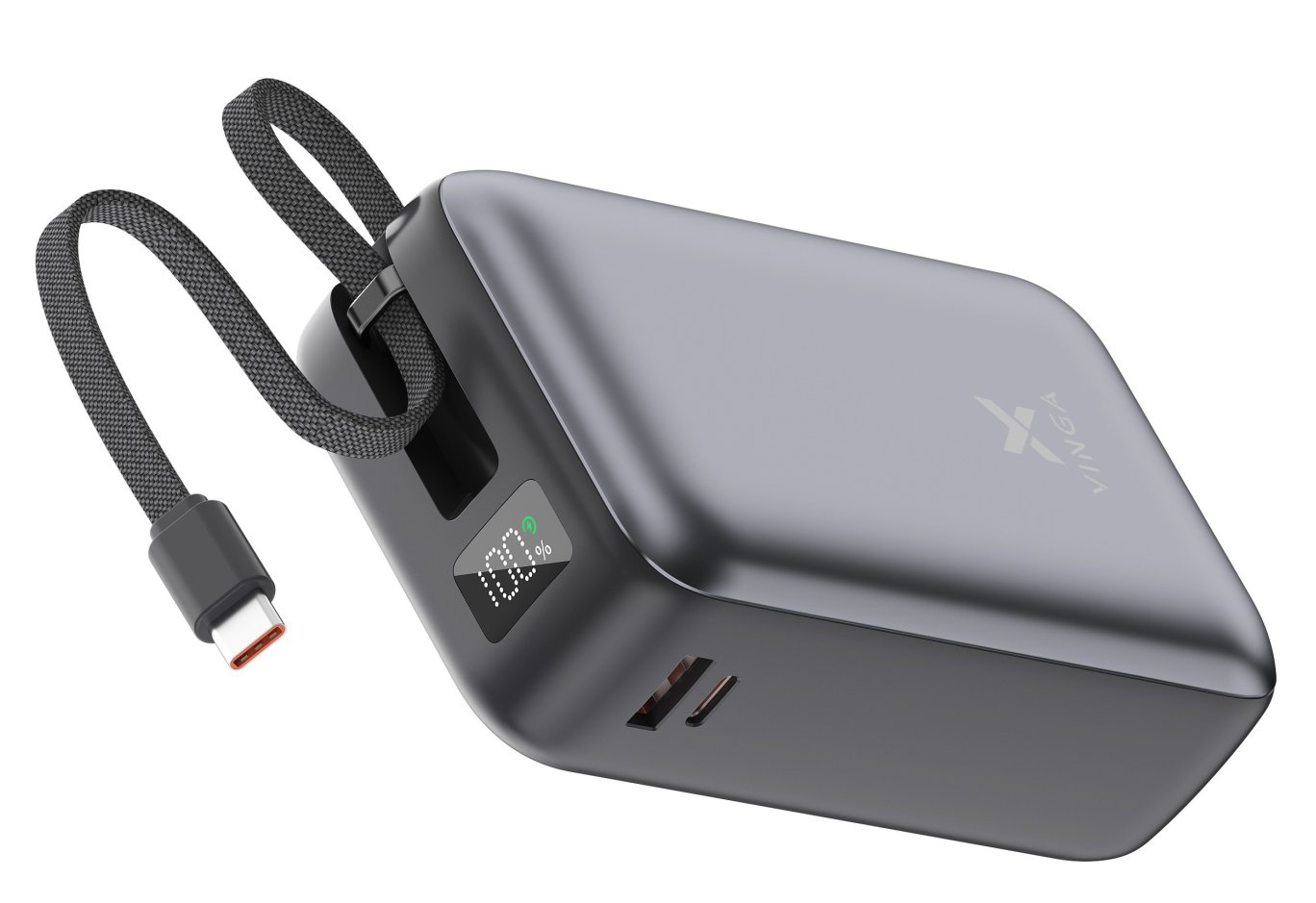 Батарея універсальна Vinga 30000 mAh 65W Display Cable (VPBB3065C)