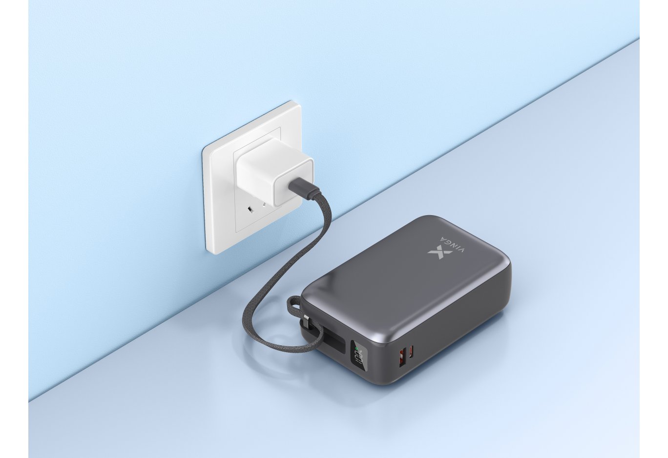 Батарея універсальна Vinga 30000 mAh 65W Display Cable (VPBB3065C)