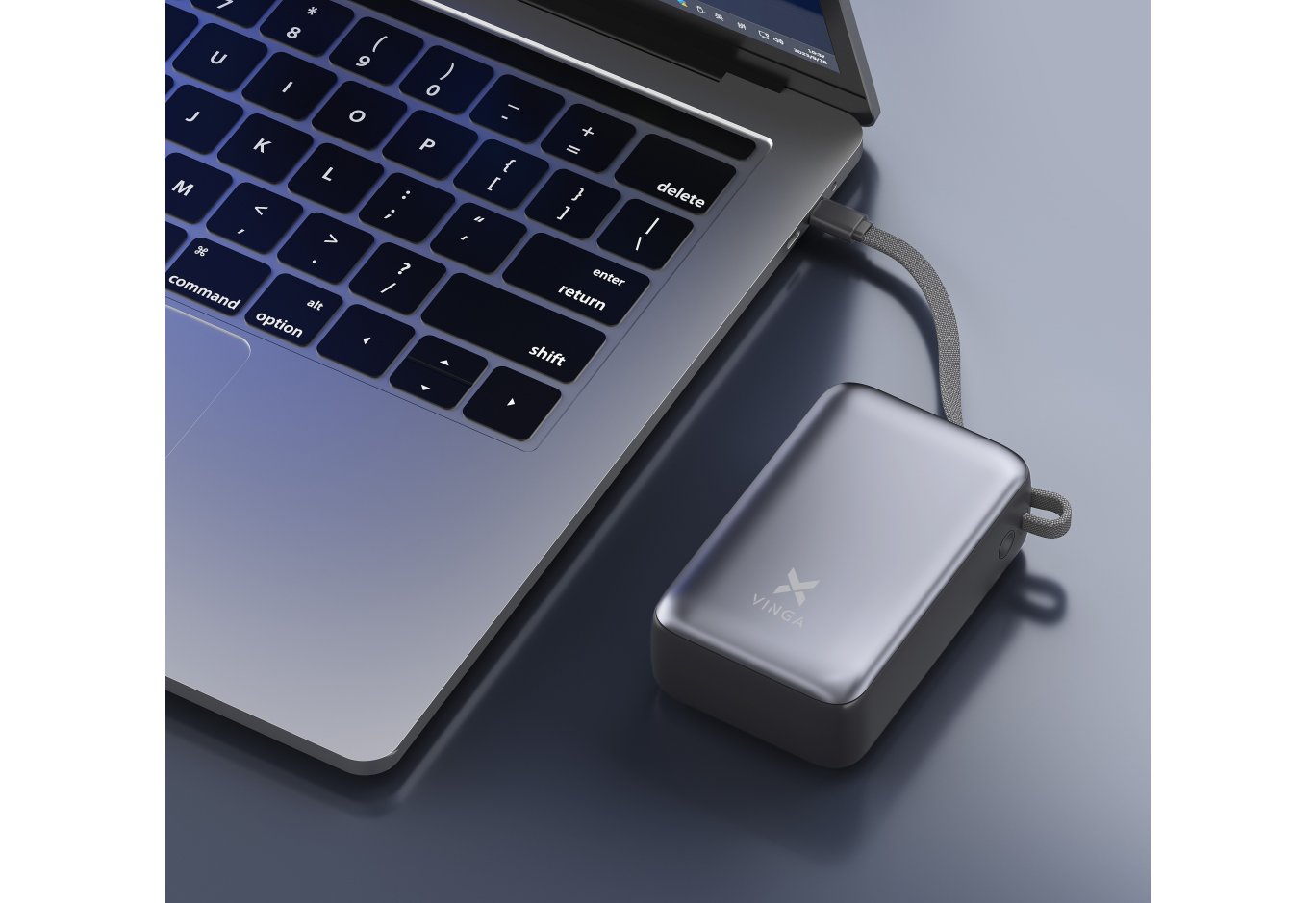 Батарея універсальна Vinga 30000 mAh 65W Display Cable (VPBB3065C)