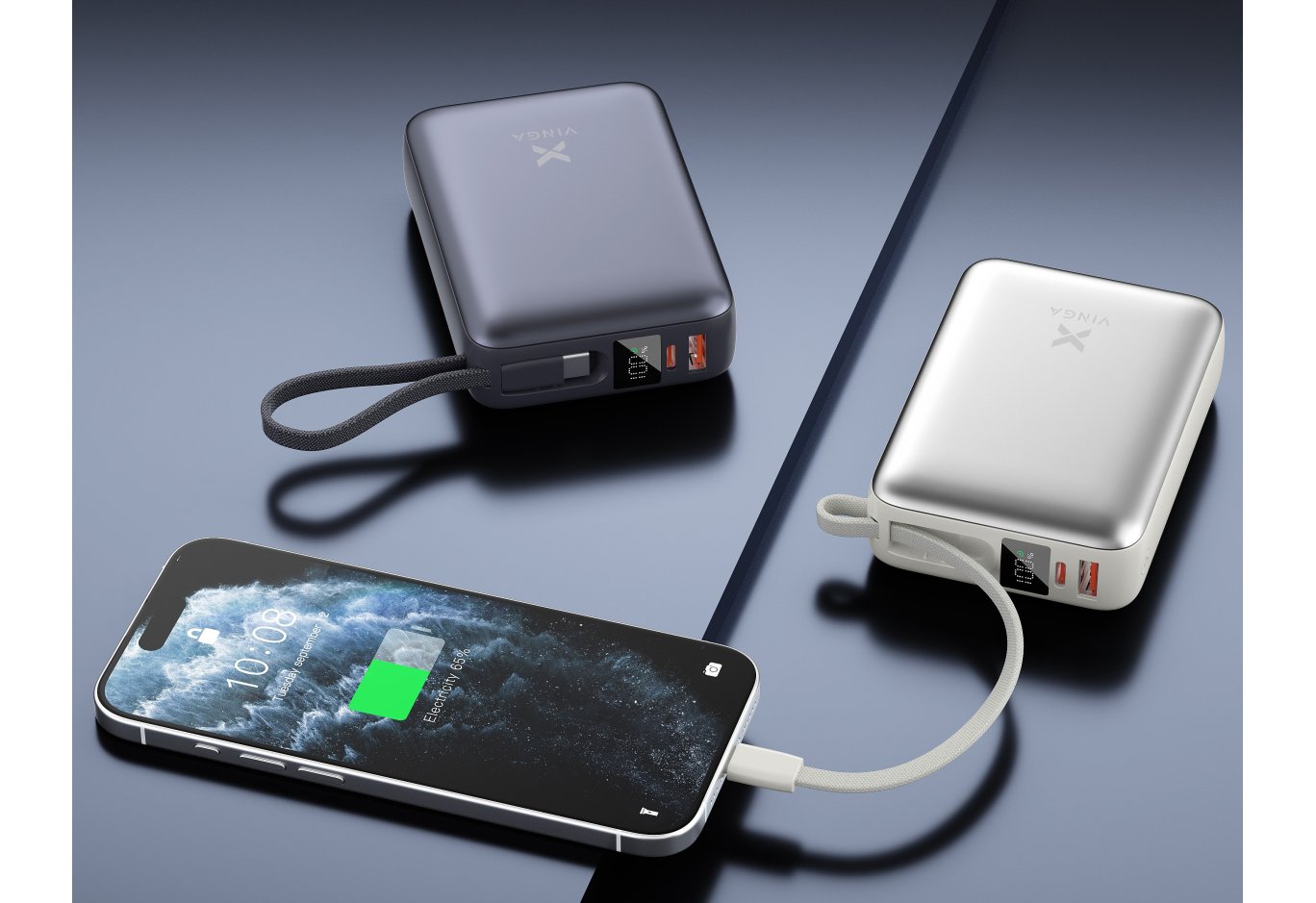 Батарея універсальна Vinga 20000 mAh 45W Display Cable (VPBB2045C)