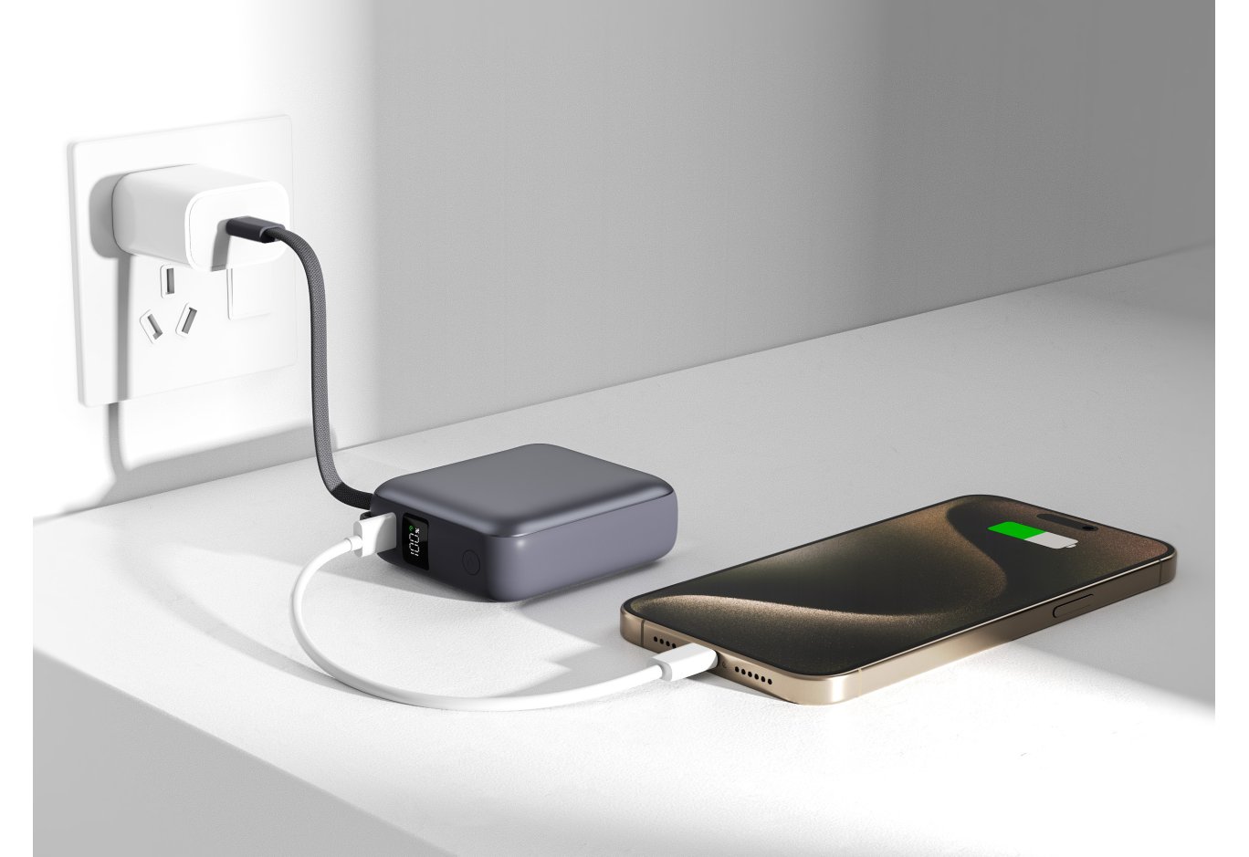 Батарея універсальна Vinga 10000 mAh 35W Display Cable (VPBB1035C)