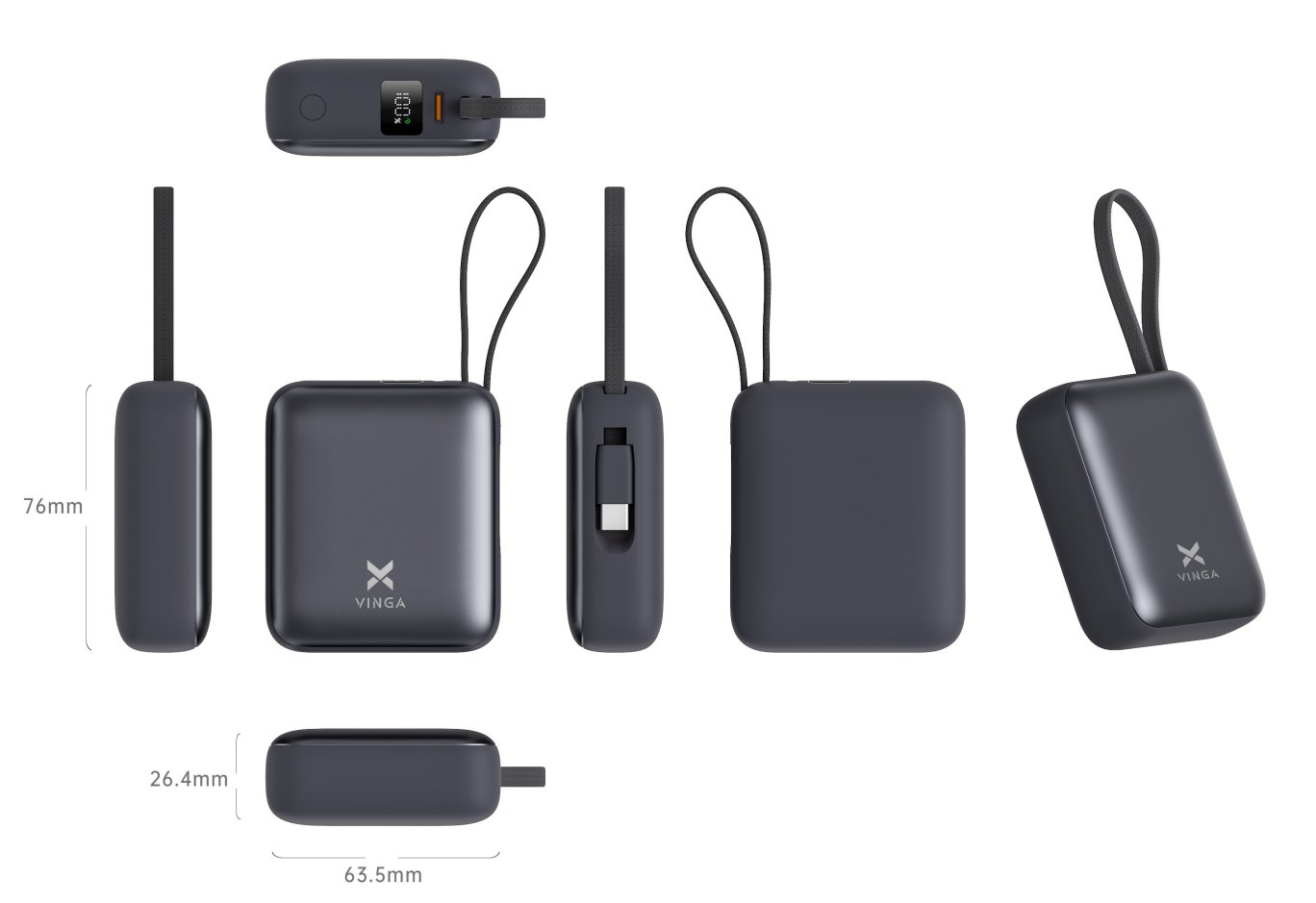 Батарея універсальна Vinga 10000 mAh 35W Display Cable (VPBB1035C)