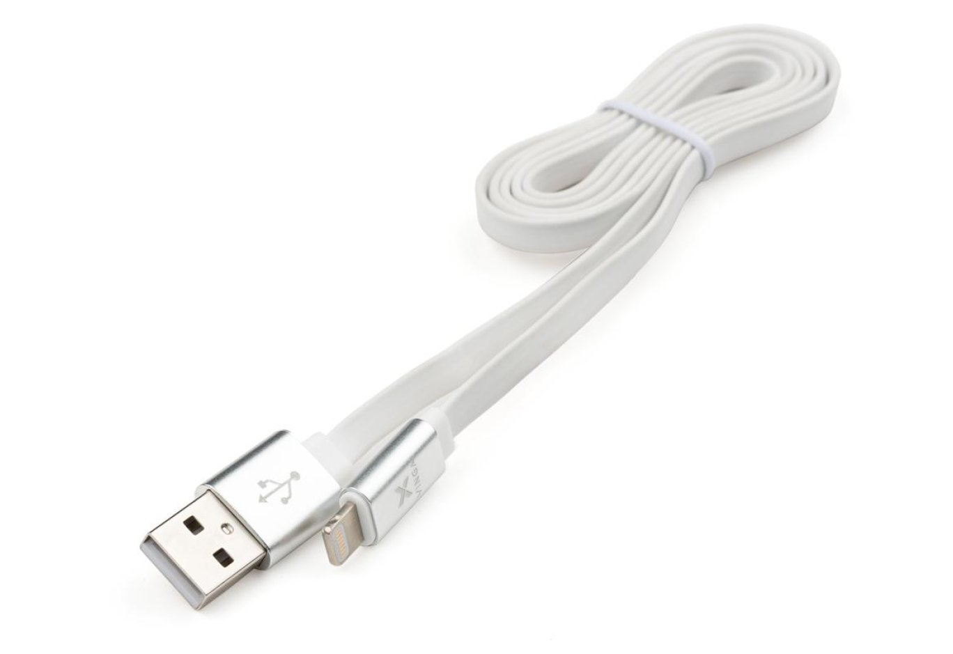 Data cable USB 2.0 AM to Lightning 1m flat white Vinga (VRC101WHI)