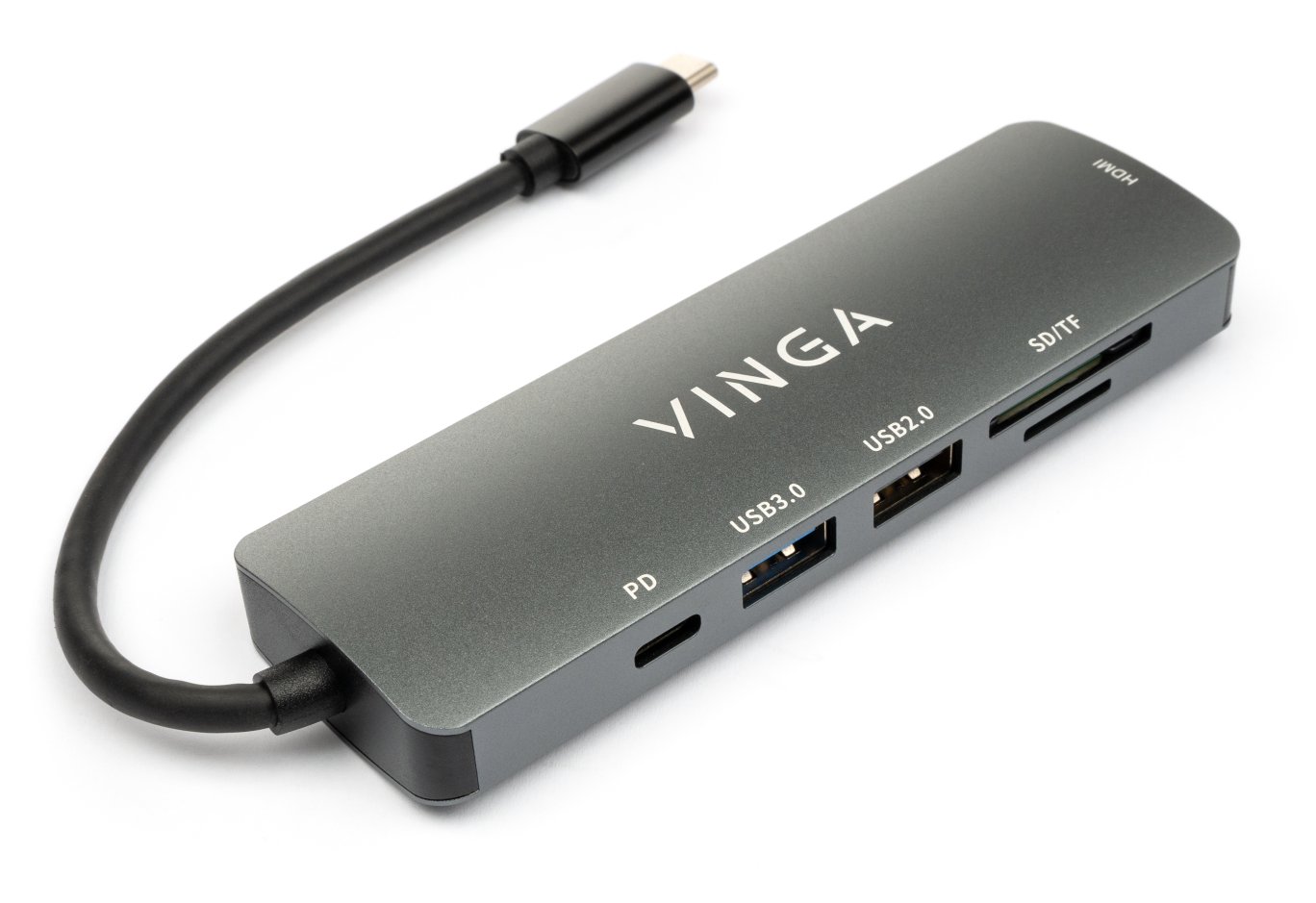 Концентратор Vinga USB Type-C 3.1 to HDMI+USB3.0+USB 2.0+SD/microSD+PD 6in1 (VHC6)