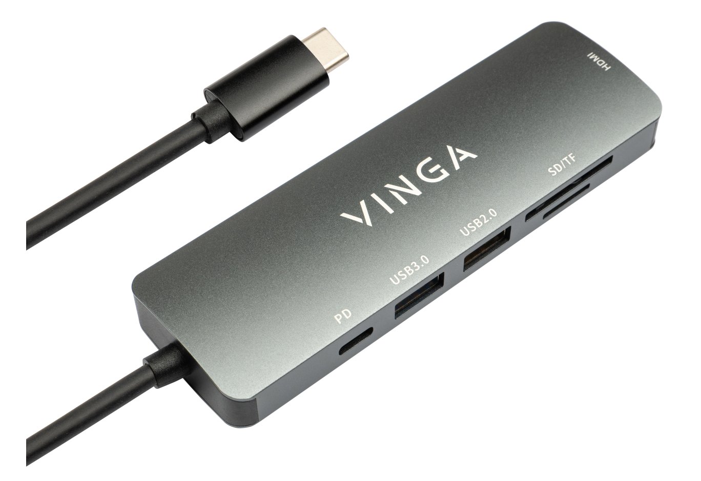 Концентратор Vinga USB Type-C 3.1 to HDMI+USB3.0+USB 2.0+SD/microSD+PD 6in1 (VHC6)