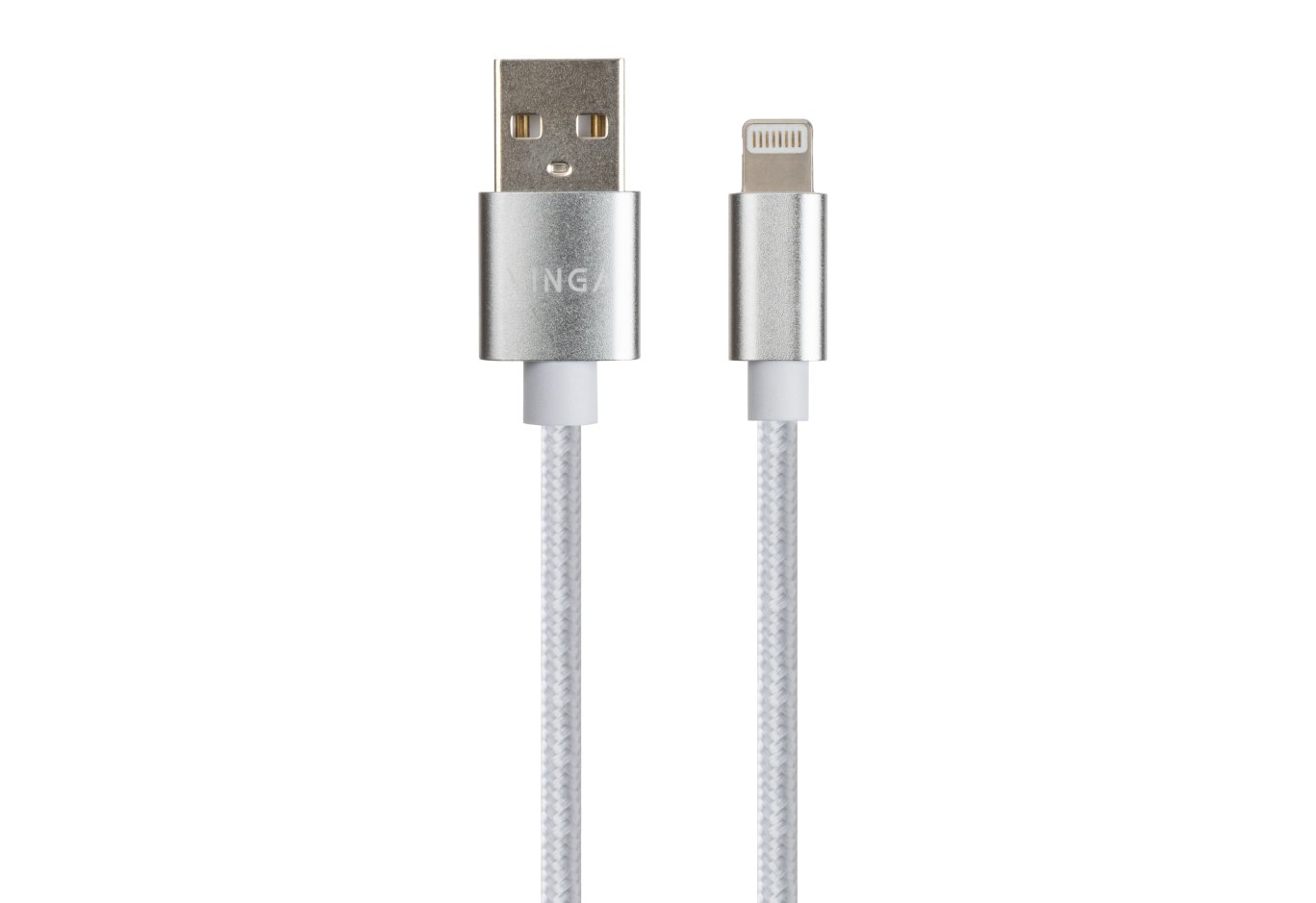 Дата кабель USB 2.0 AM to Lightning 1m nylon silver Vinga (VCPDCLNB1S)