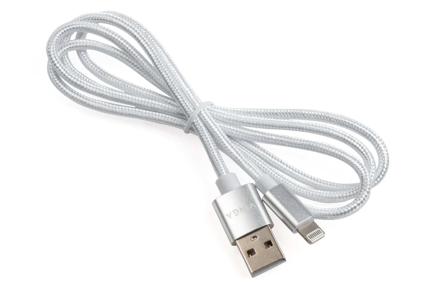 Дата кабель USB 2.0 AM to Lightning 1m nylon silver Vinga (VCPDCLNB1S)