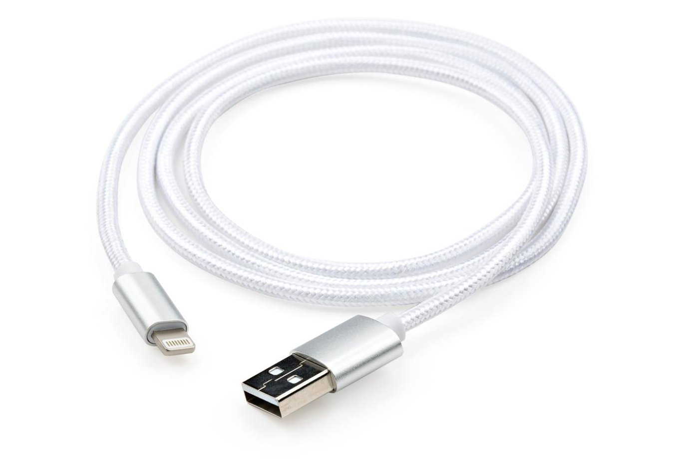 Дата кабель USB 2.0 AM to Lightning 1m nylon silver Vinga (VCPDCLNB1S)