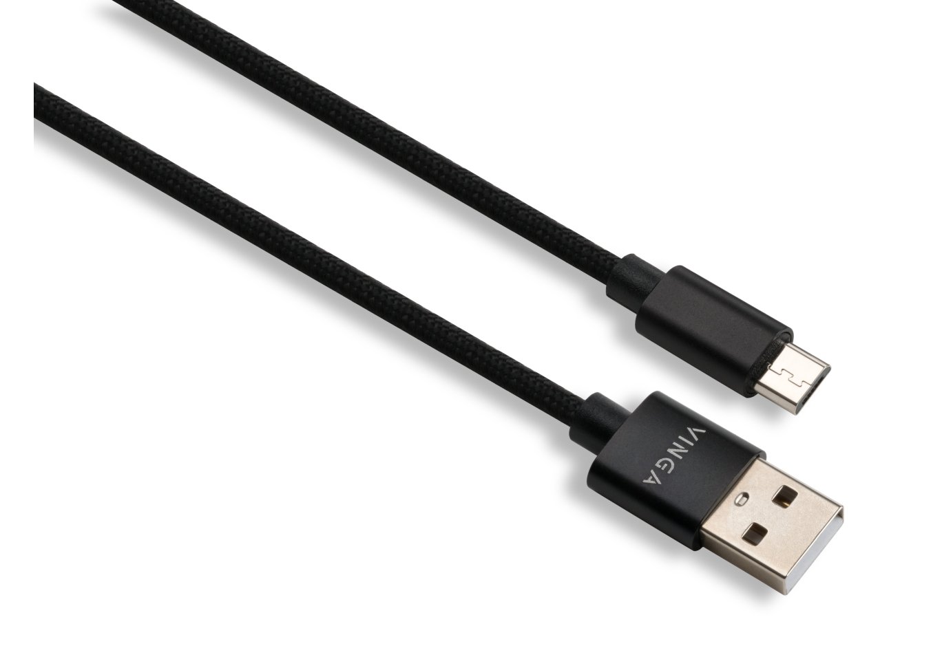 Дата кабель USB 2.0 AM to Micro 5P 1m nylon black Vinga (VCPDCMNB1BK)