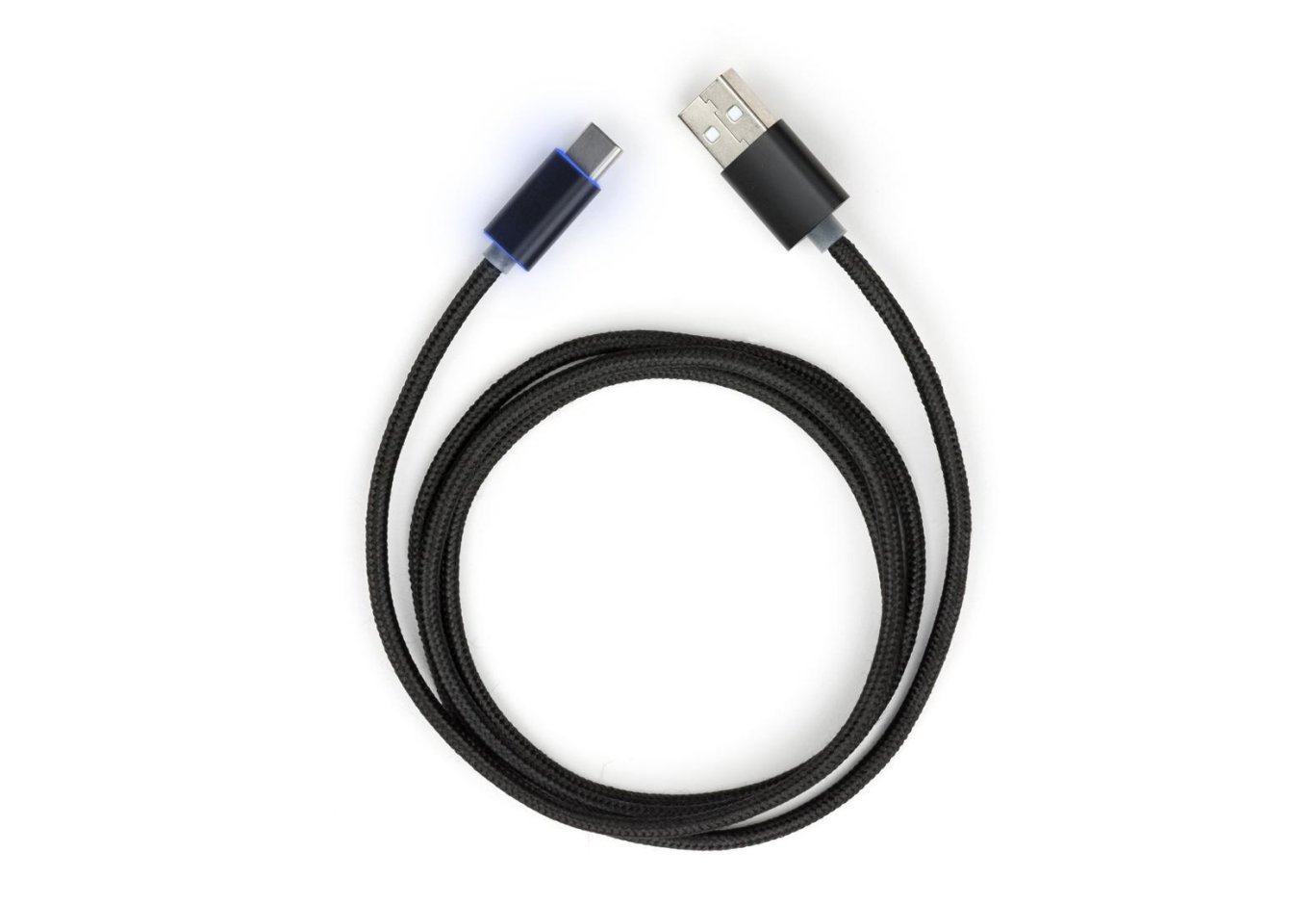 Дата кабель USB 2.0 AM to USB-C 1.0m LED black Vinga (VCPDCTCLED1BK)