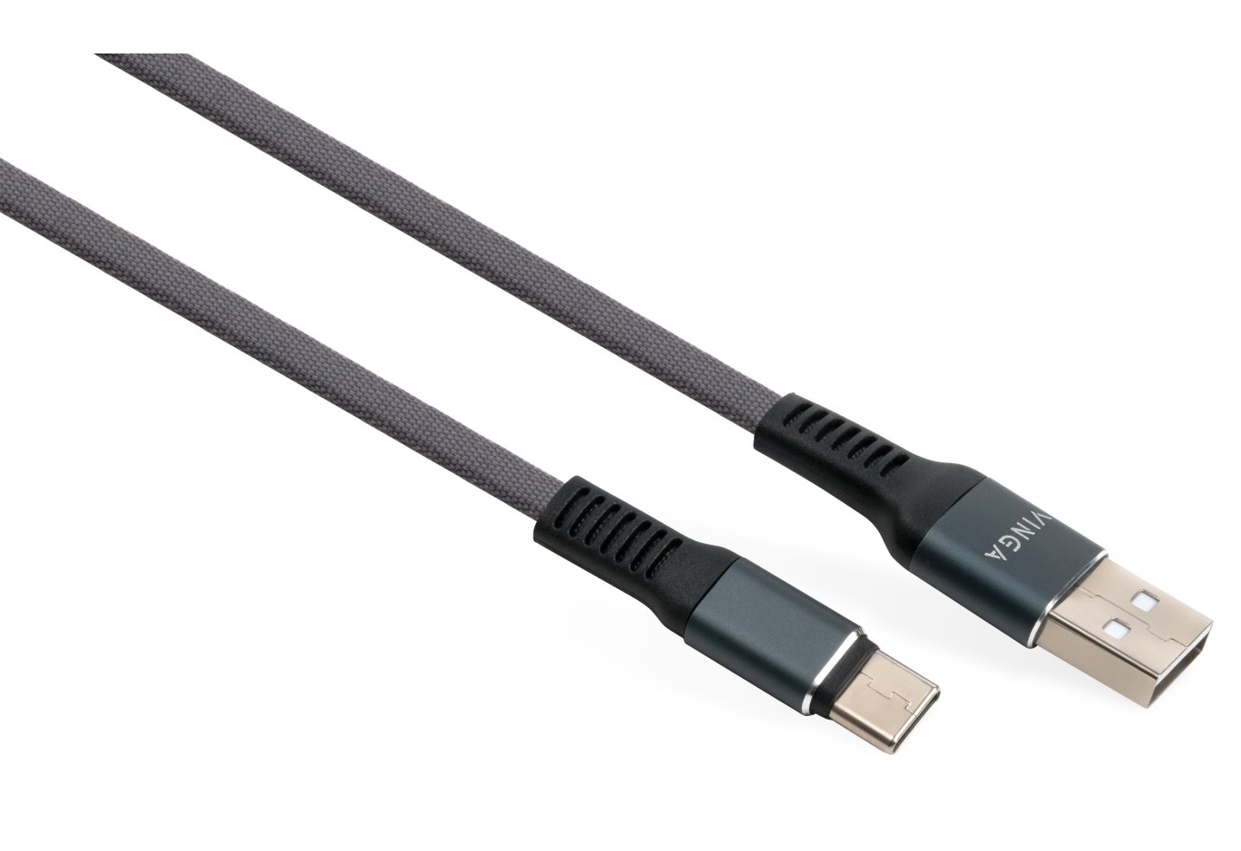 Дата кабель USB 2.0 AM to USB-C 1.0m flat nylon gray Vinga (VCPDCTCFNB1GR)