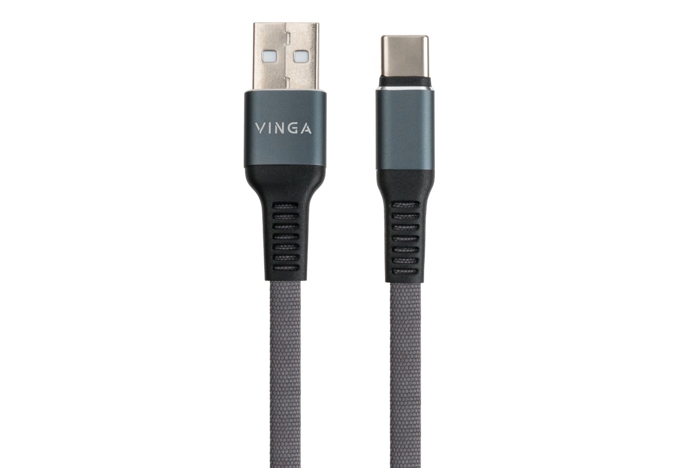 Дата кабель USB 2.0 AM to USB-C 1.0m flat nylon gray Vinga (VCPDCTCFNB1GR)