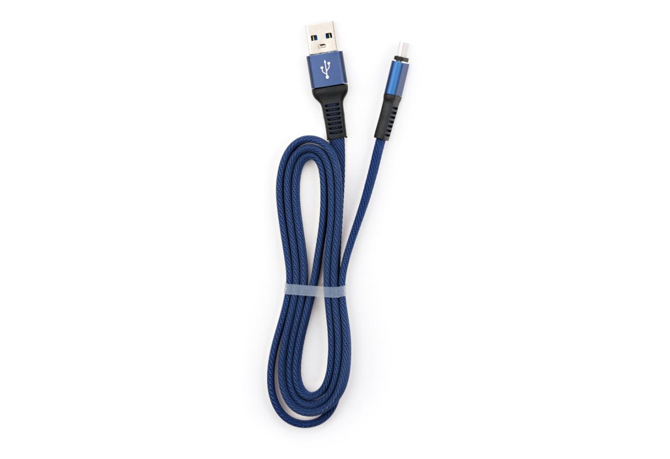 Дата кабель USB 2.0 AM to Micro 5P 1m flat nylon blue Vinga (VCPDCMFNB1B)