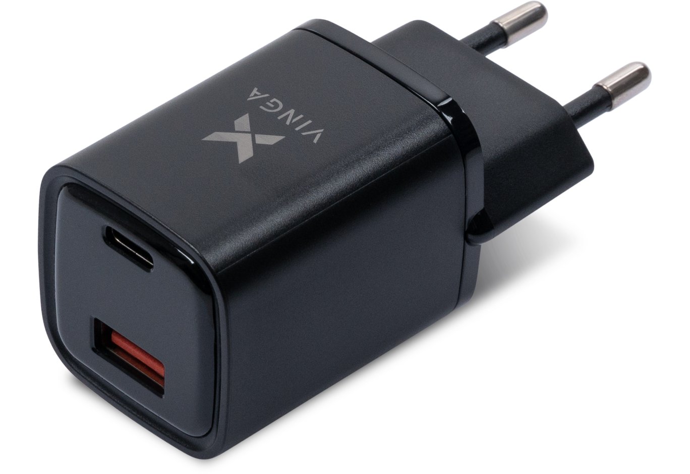 Зарядний пристрій Vinga USB-C PD30W + USB-A QC30W Display 33W Max (VCR30ACDB)