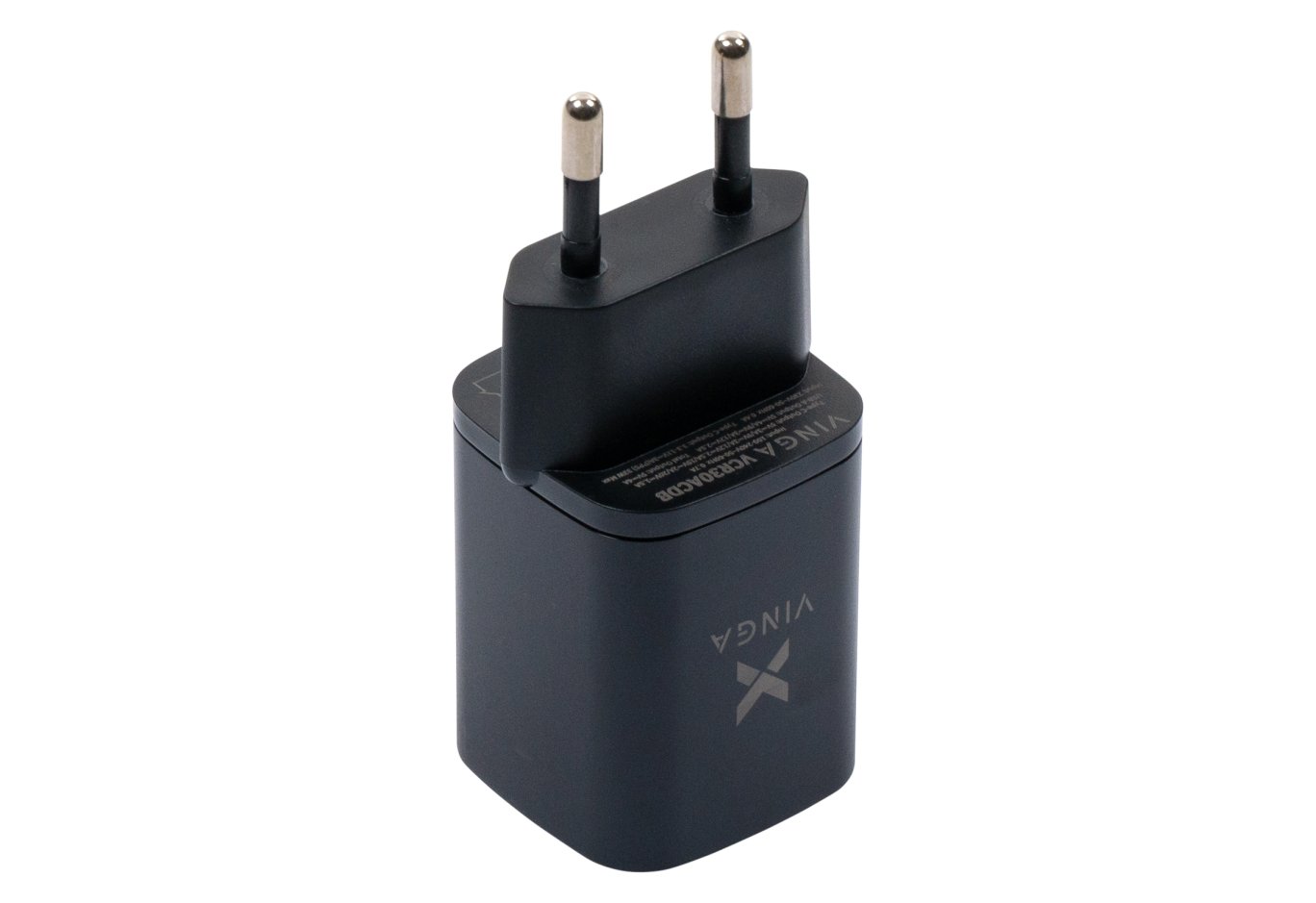 Зарядний пристрій Vinga USB-C PD30W + USB-A QC30W Display 33W Max (VCR30ACDB)
