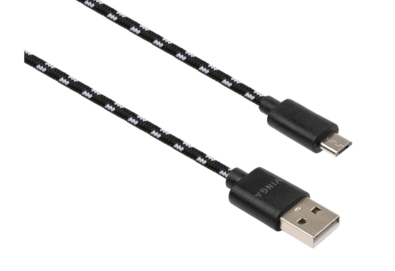 Дата кабель USB 2.0 AM to Micro 5P 2color nylon 1m black Vinga (VCPDCMBN31BK)