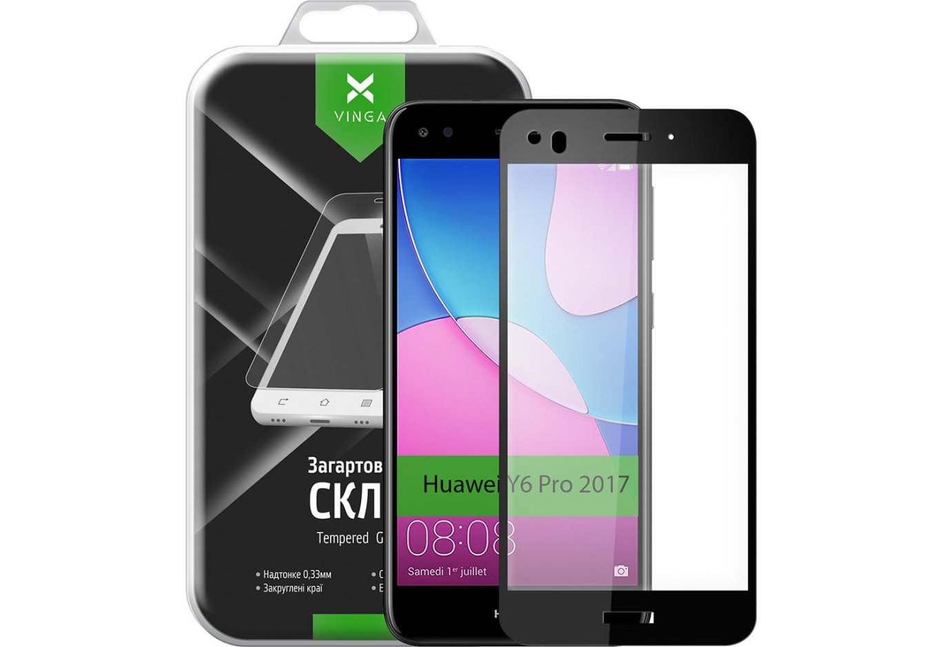 Скло захисне Vinga для Huawei Y6 Pro 2017 (Black) (VTPGS-Y6P2017)