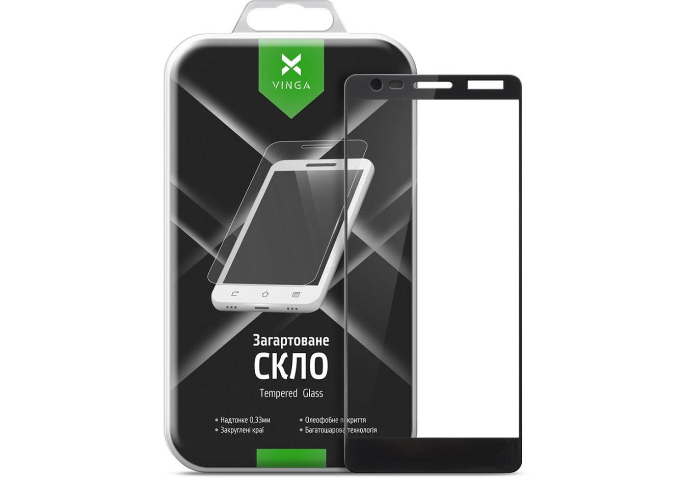 Скло захисне Vinga для Nokia 3.1 Black (VTPGS-N31B)