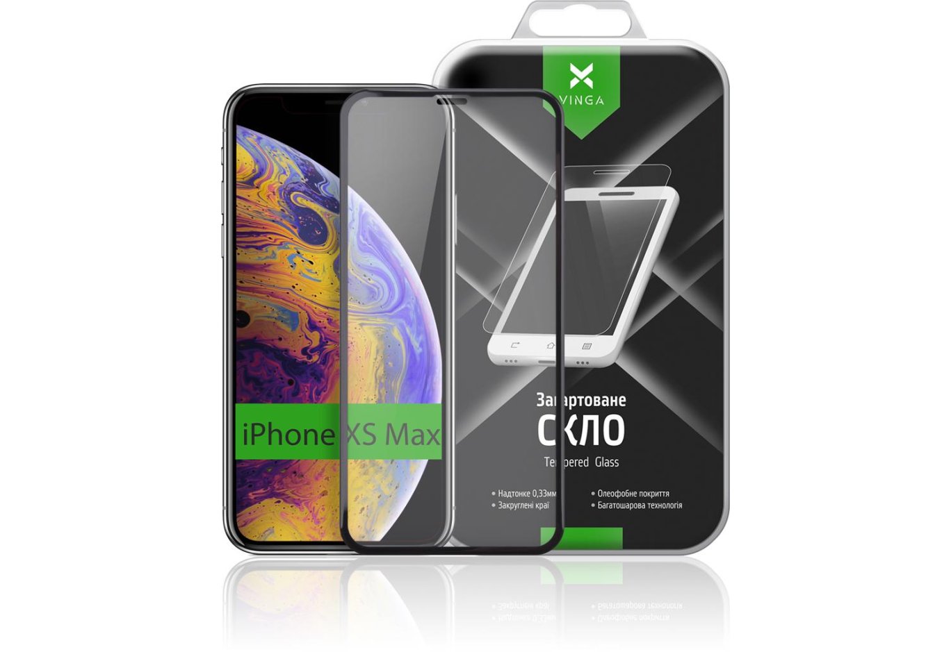 Скло захисне Vinga для Apple iPhone XS Max/iPhone 11 Pro Max Black (VTPGS-IXRMB)