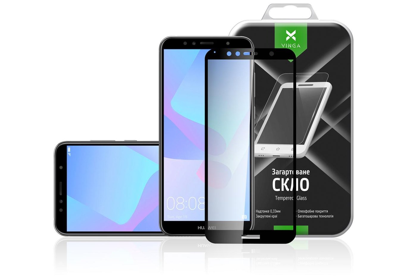 Скло захисне Vinga для Huawei Y7 Prime 2018 (Black) (VTPGS-Y7P2018)