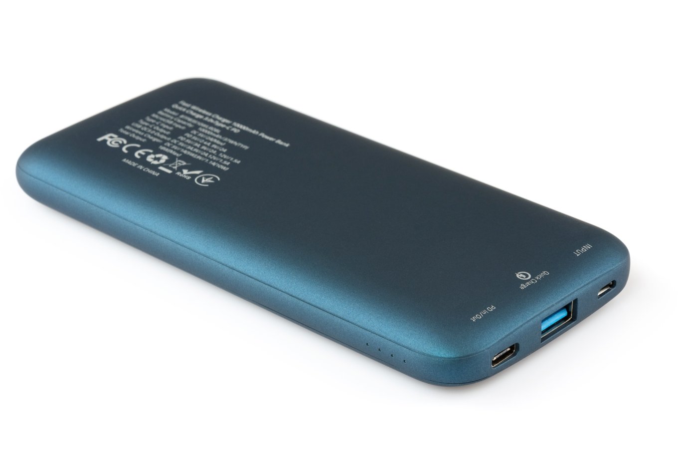 Батарея універсальна Vinga 10000 mAh Wireless QC3.0 PD soft touch blue (BTPB3510WLROBL)