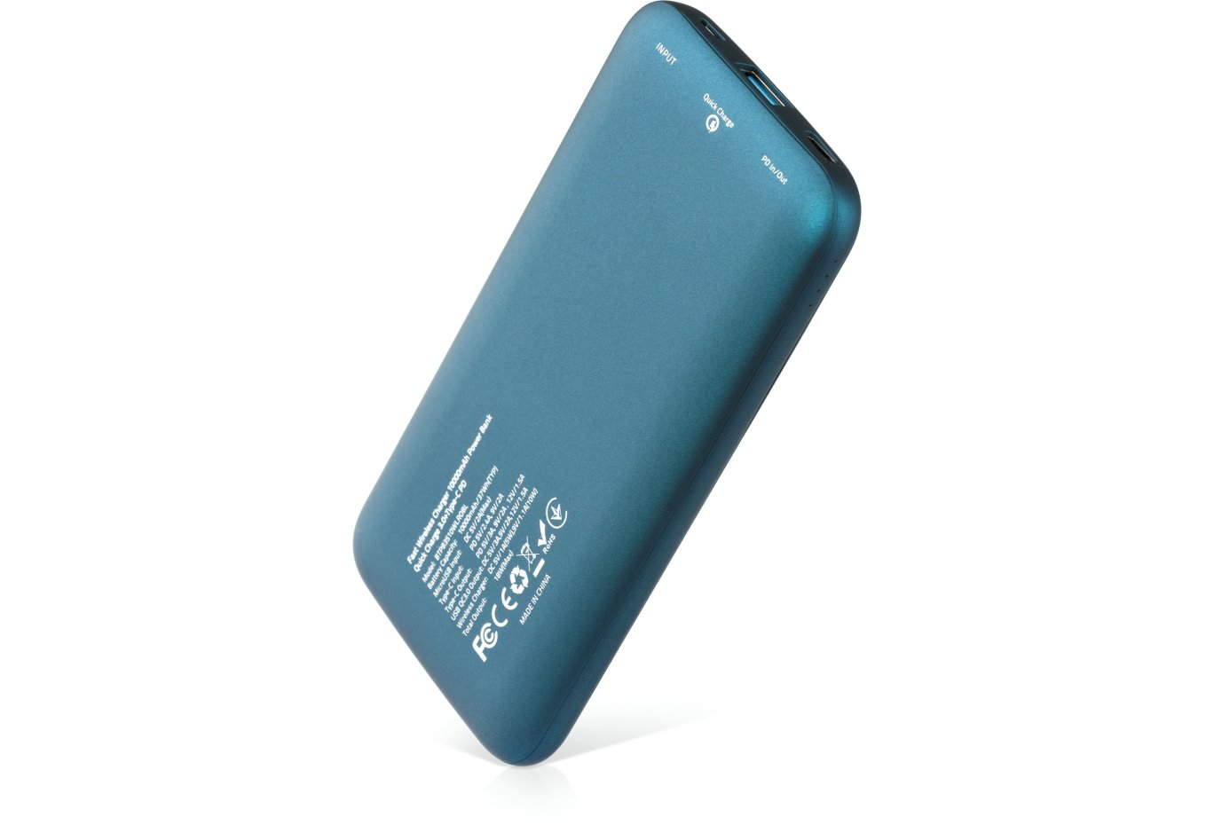 Батарея універсальна Vinga 10000 mAh Wireless QC3.0 PD soft touch blue (BTPB3510WLROBL)